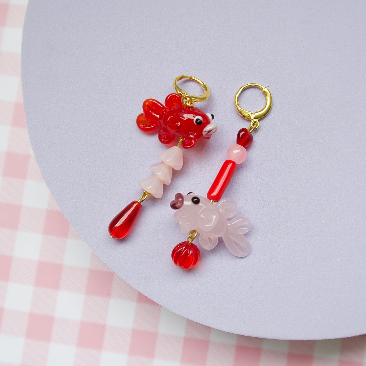 Pink and Red Fish Earrings
