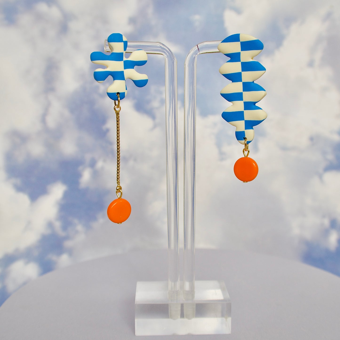 Asymmetrical Blue/Orange Studs