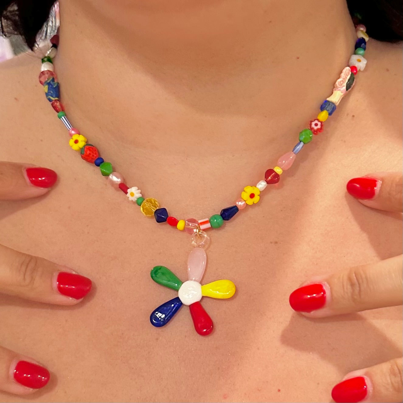 Rainbow Flower Necklace