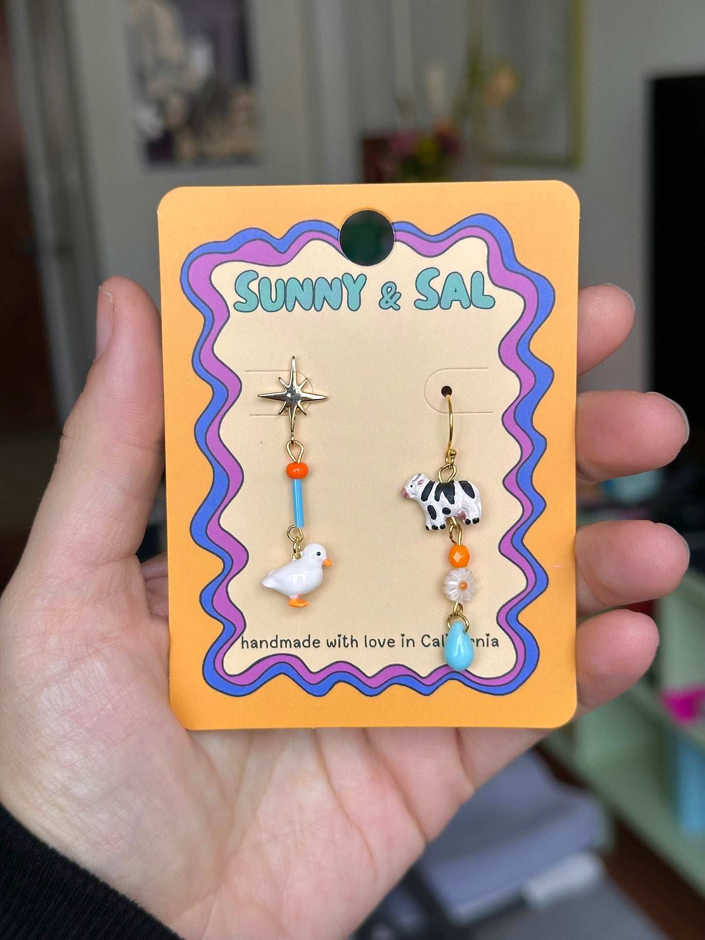Tiny Cow Duck Earrings