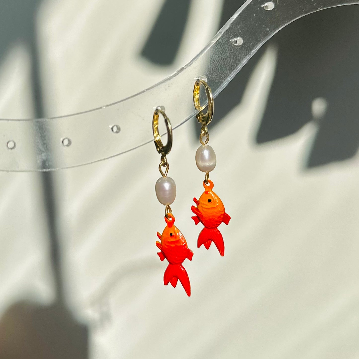 Goldfish Pearl Hoops