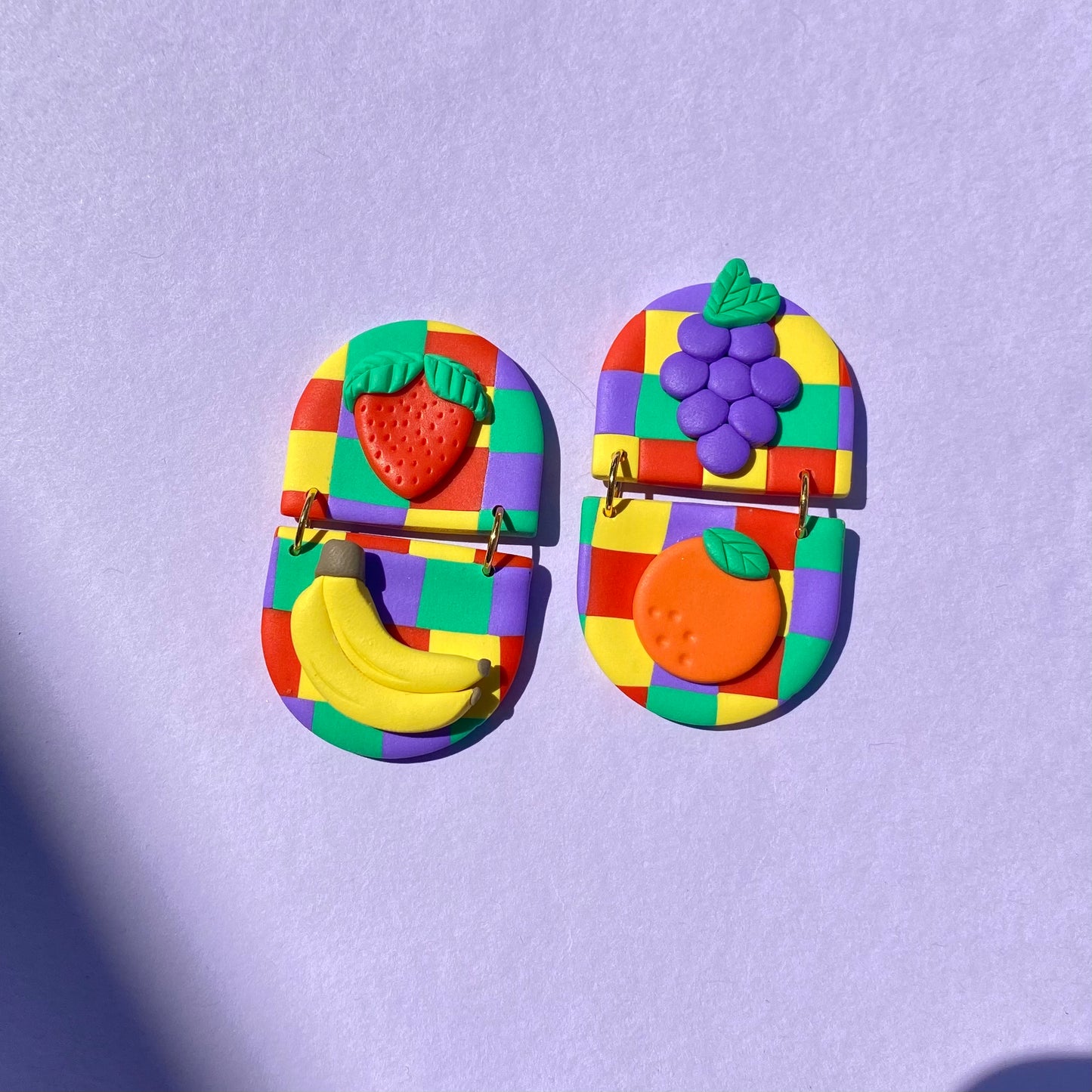 Fruit checker earrings