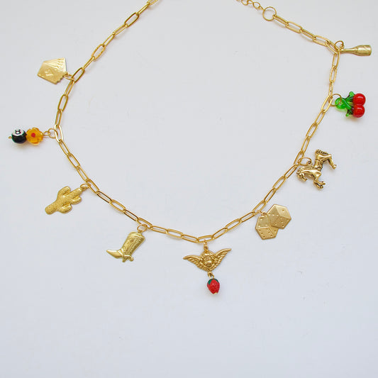 Gold Poker Face Necklace