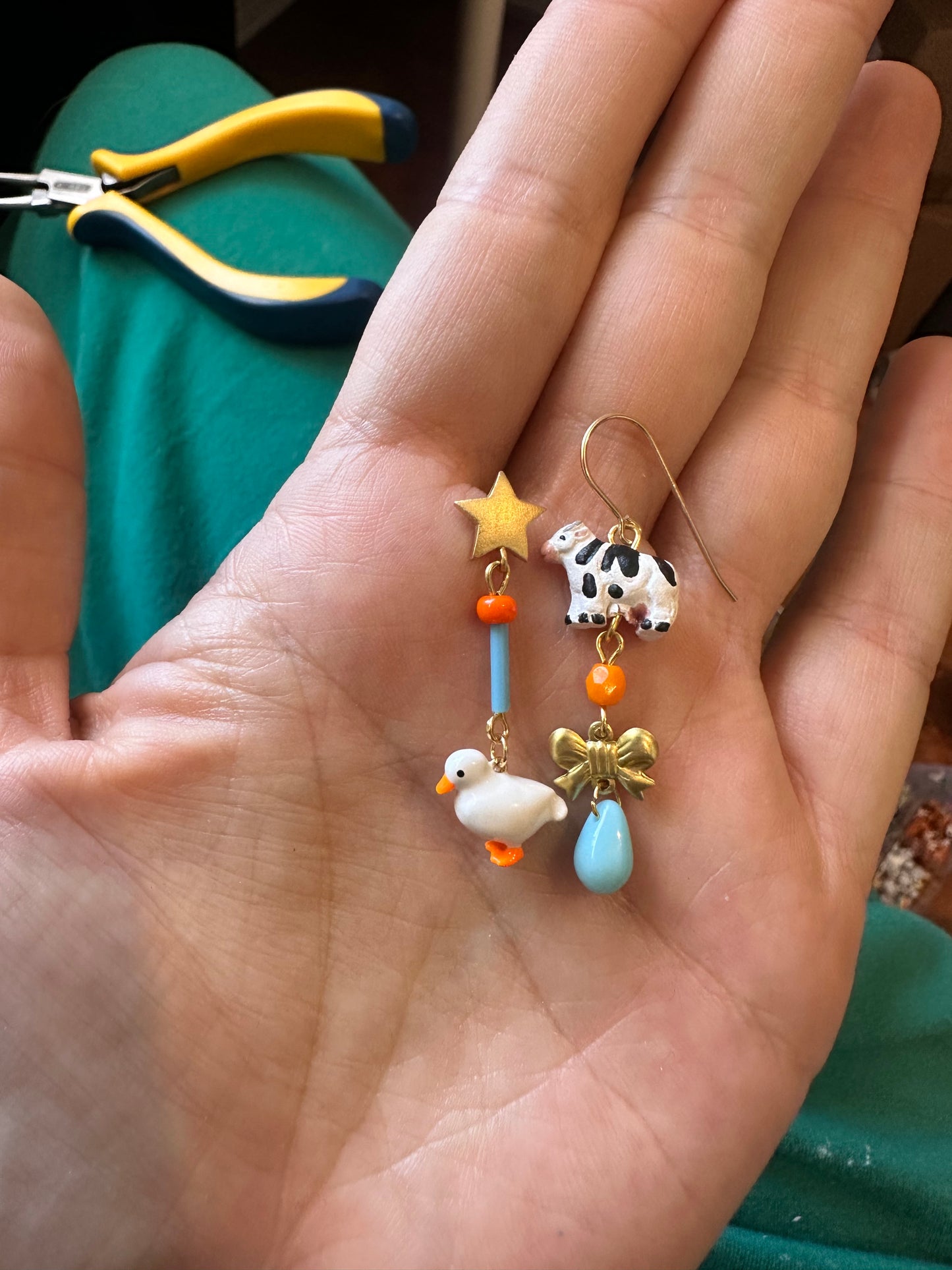 Tiny Cow Duck Earrings