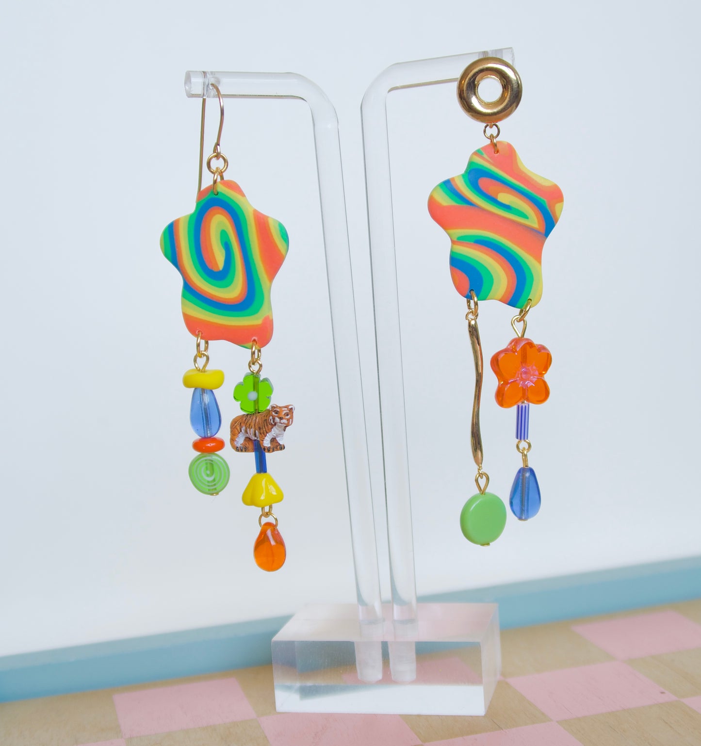 Rainbow Tiger Earrings