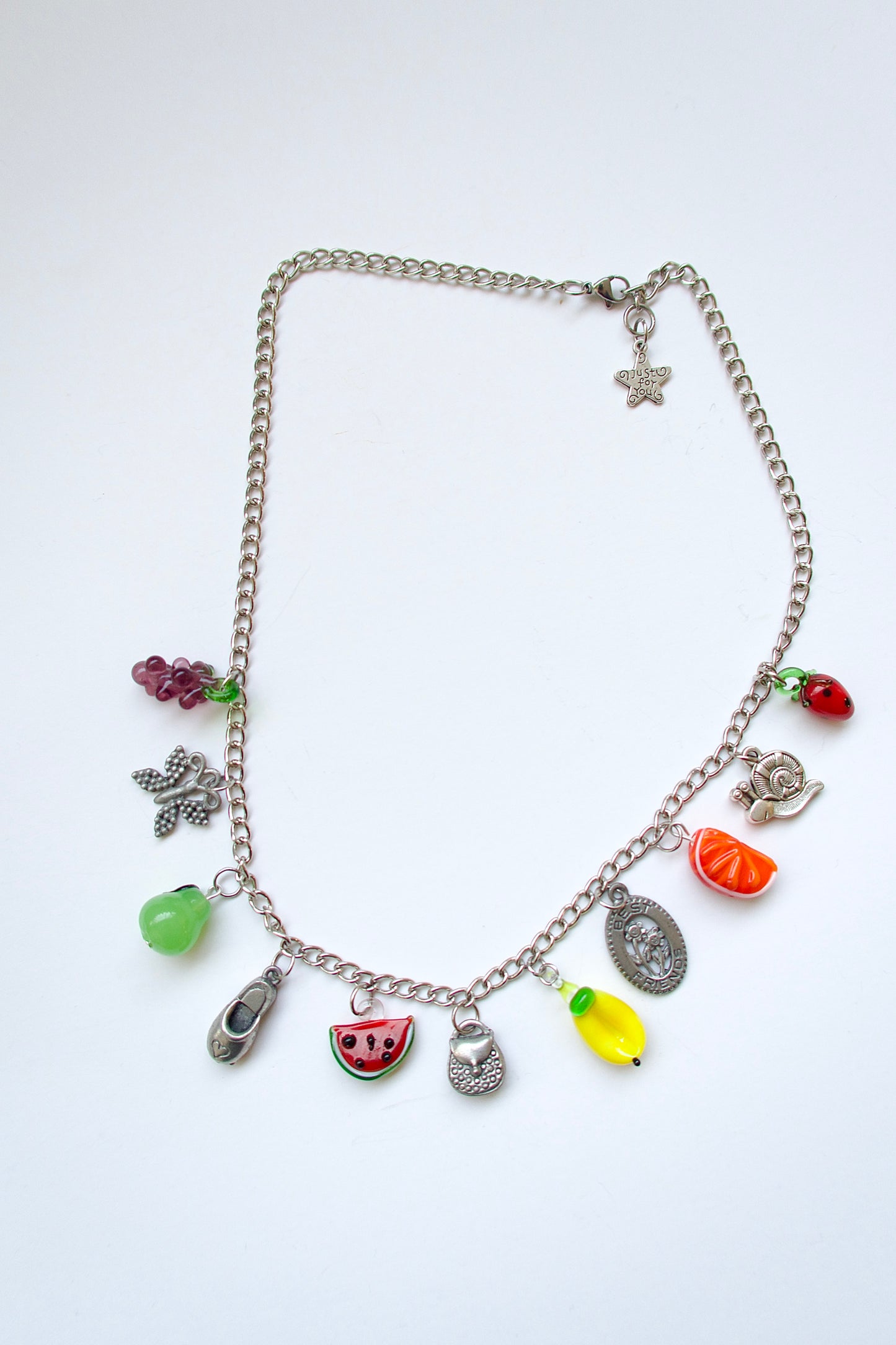 Silver Fruit Charm Necklace