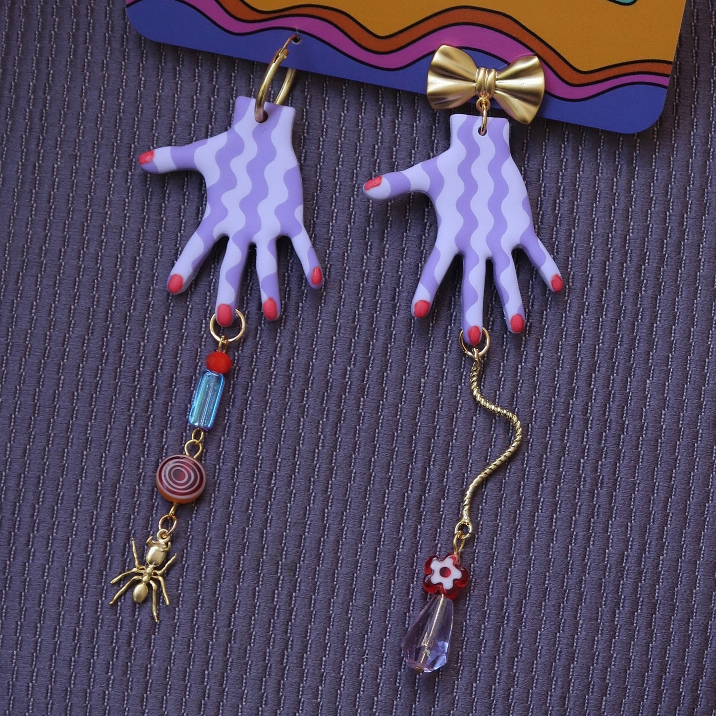 Wavy Purple Hand Earrings