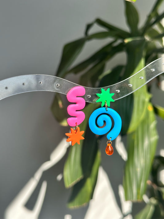 Mismatched Squiggle Swirl Earrings