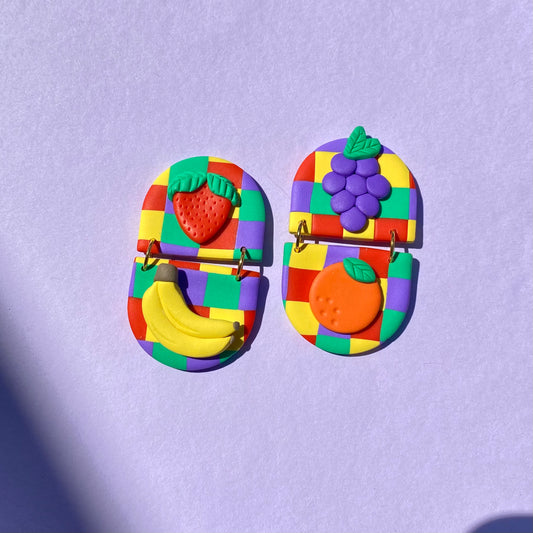 Fruit checker earrings